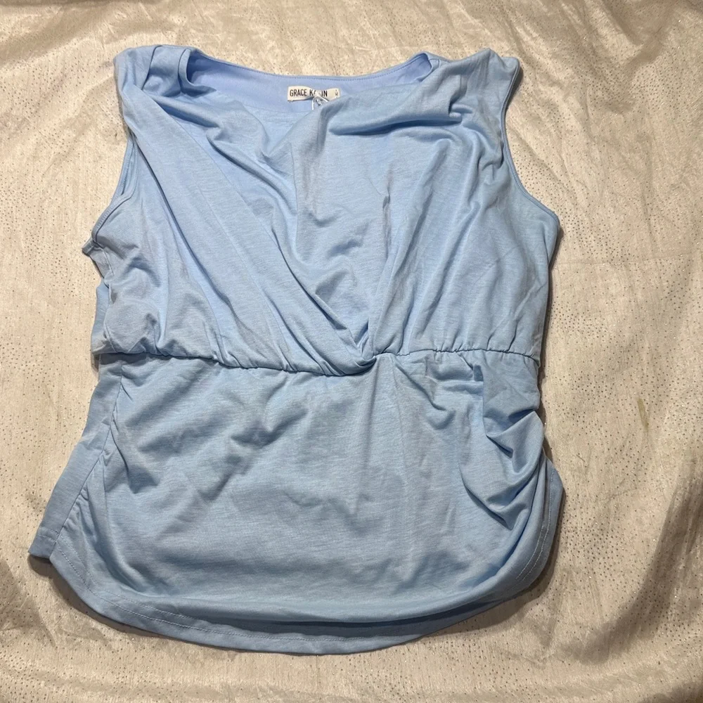 Grace Karin Light Blue Sleeveless Top for women size XL - Picture 3 of 6